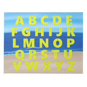 Yellow Alphabet Chart Sand Beach Ocean Sky Notepad