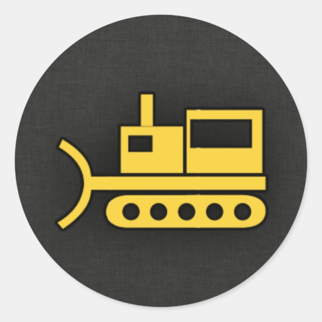 Yellow Amber Bulldozer Classic Round Sticker (Front)