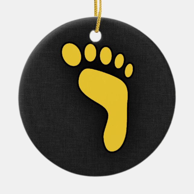 Yellow Amber Footprint Ceramic Tree Decoration (Front)