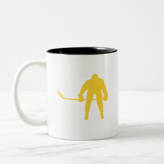 Yellow Amber Hockey Two-Tone Coffee Mug (Left)