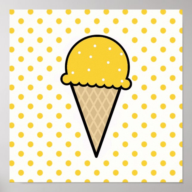 Yellow Amber Ice Cream Cone Poster (Front)