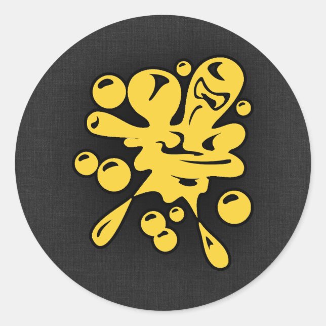 Yellow Amber Paintball Classic Round Sticker (Front)