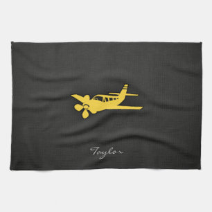 Yellow Amber Plane Tea Towel