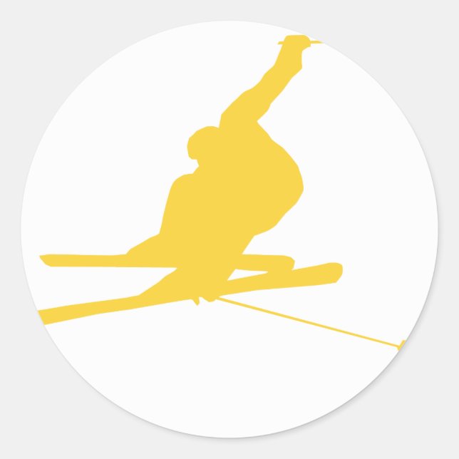 Yellow Amber Snow Ski Classic Round Sticker (Front)