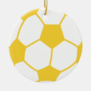 Yellow Amber Soccer Ball Ceramic Tree Decoration