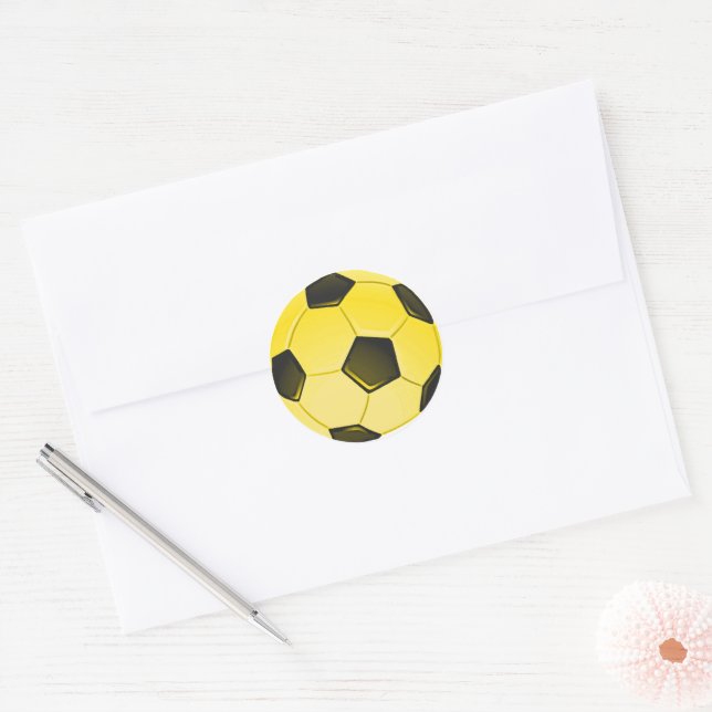 Yellow American Soccer Ball or Football Classic Round Sticker (Envelope)