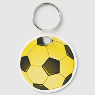Yellow American Soccer Ball or Football Key Ring