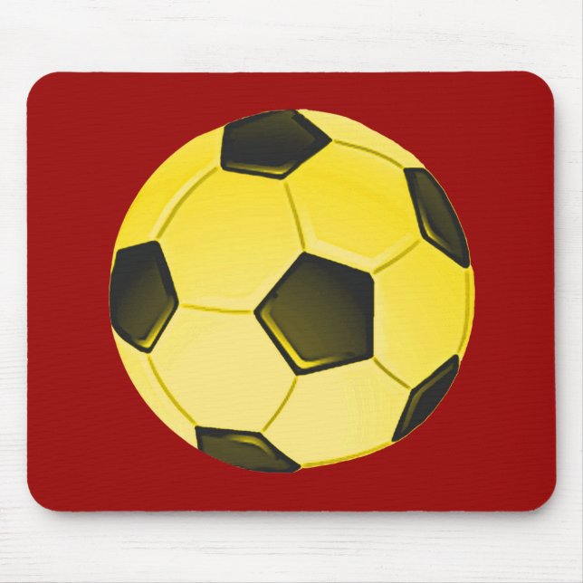 Yellow American Soccer Ball or Football Mouse Mat (Front)