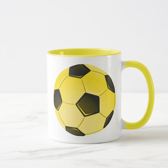 Yellow American Soccer Ball or Football Mug (Right)