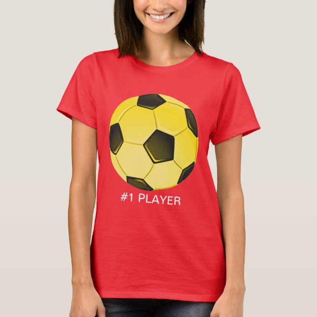 Yellow American Soccer Ball or Football T-Shirt (Front)