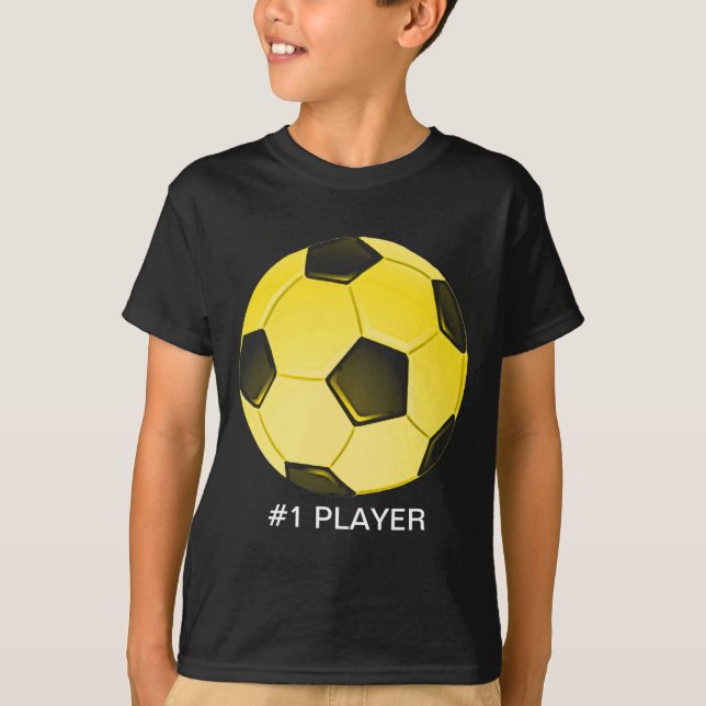 Yellow American Soccer Ball or Football T-Shirt (Front)