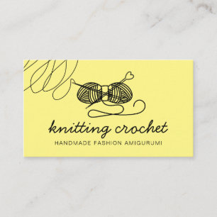 Yellow Amigurumi Handmade Yarn Knit Crochet Business Card