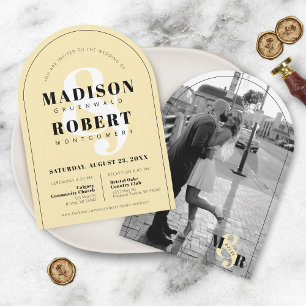 Yellow Ampersand Black & White Photo Arch Wedding Invitation