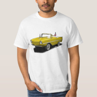 Yellow Amphibious Convertible on White T-Shirt