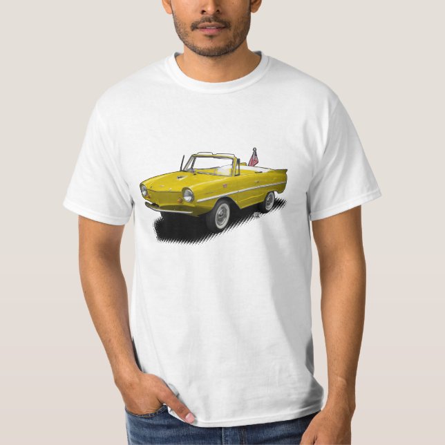 Yellow Amphibious Convertible on White T-Shirt (Front)