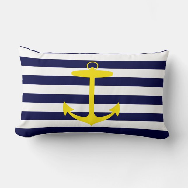 Yellow Anchor Silhouette Lumbar Cushion (Front)