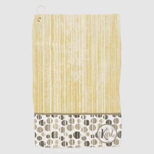 Yellow and Beige Modern Polka Dots Monogrammed Golf Towel