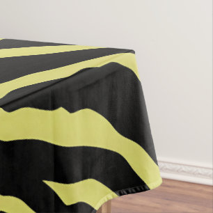 Yellow and Black Animal Print Stripes Tablecloth