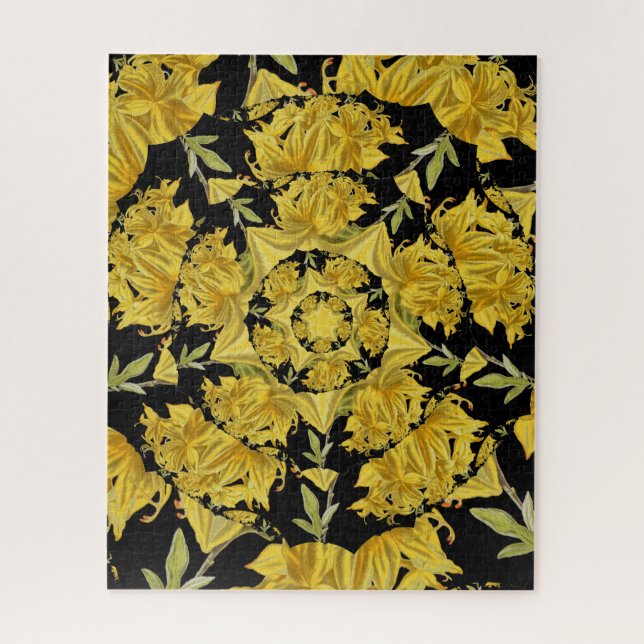 Yellow and black Azalea fractal art Jigsaw Puzzle (Vertical)