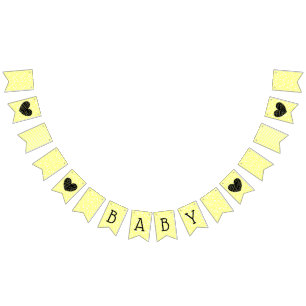 Yellow and Black Baby Heart Garland Banner