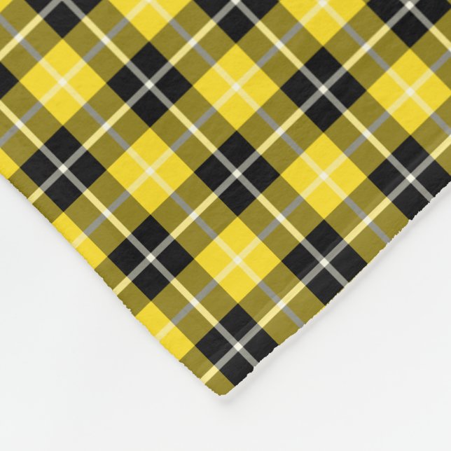 Yellow and Black Barclay Clan Tartan Fleece Blanket (Corner)