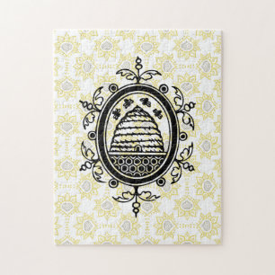 Yellow and Black Bee Hive Jigsaw Puzzle
