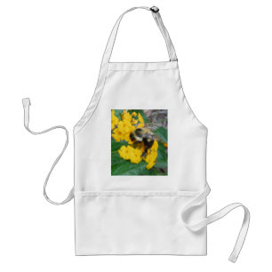 yellow and black Bee on yellow flower Standard Apron