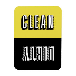Yellow and Black Block Retro Typography Dishwasher Magnet