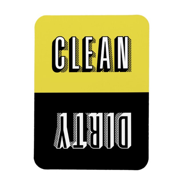 Yellow and Black Block Retro Typography Dishwasher Magnet (Vertical)