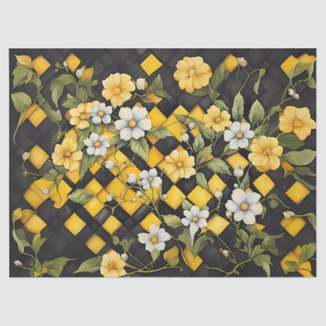 Yellow and Black Buffalo Check with Yellow White  Tissue Paper (Front)