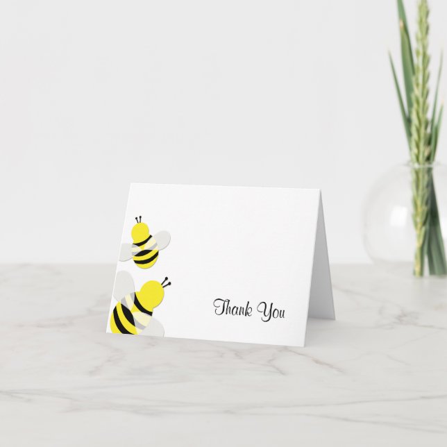 Yellow and Black Bumble Bee Thank You Card (Front)