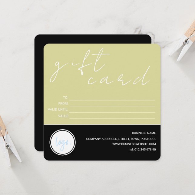 YELLOW AND BLACK BUSINESS LOGO CUSTOMER GIFT CARD (Front/Back In Situ)
