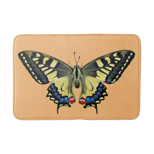 Yellow and black butterfly   bath mat (Front)