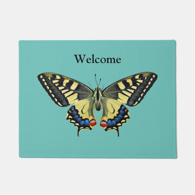 Yellow and black butterfly    doormat (Front)