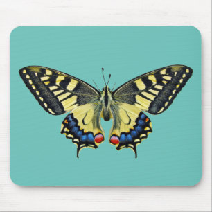 Yellow and black butterfly mouse mat