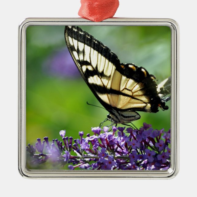 Yellow and Black Butterfly on Lavender Metal Tree Decoration (Front)