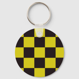 Yellow and Black Chequerboard Key Ring