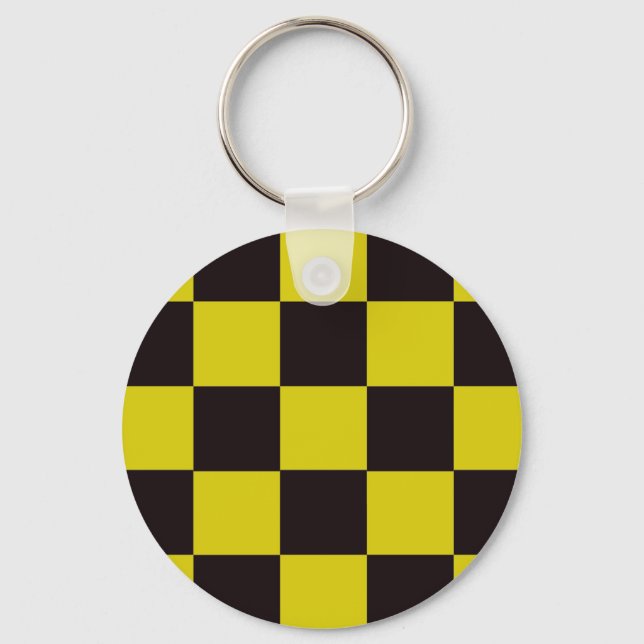Yellow and Black Chequerboard Key Ring (Front)