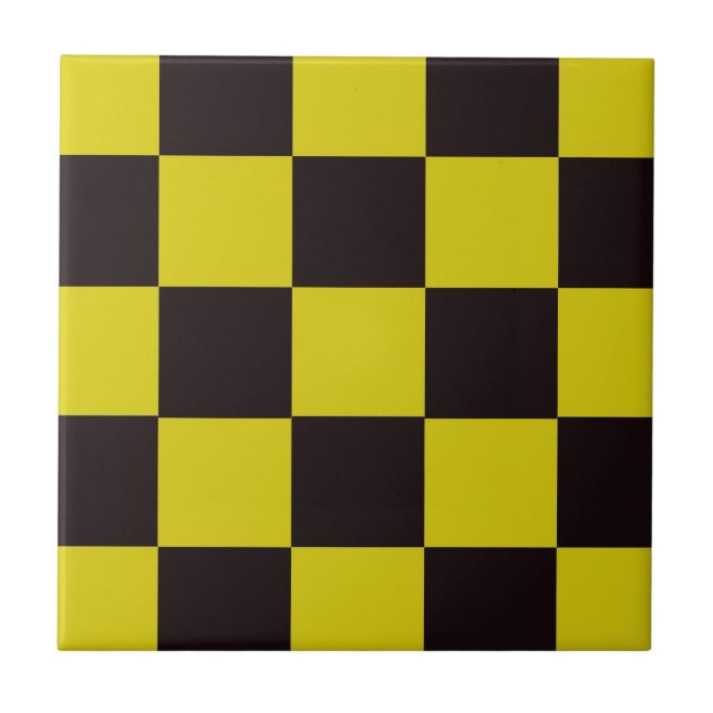 Yellow and Black Chequerboard Tile (Front)