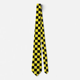 Yellow And Black Chequered Flag Pattern Tie