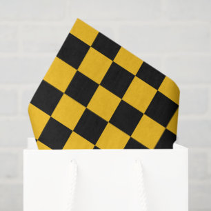 Yellow and Black Chequered Print Tissue Paper