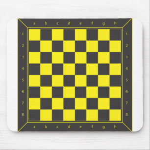 Yellow and Black Chess Table Mouse Mat