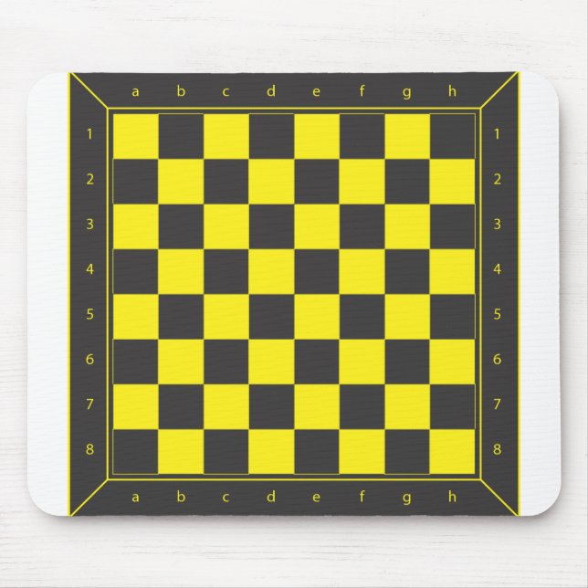 Yellow and Black Chess Table Mouse Mat (Front)