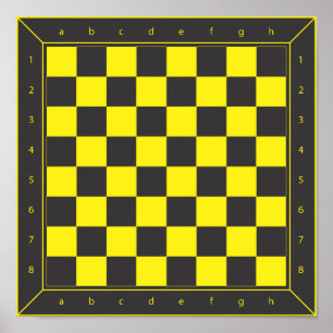 Yellow and Black Chess Table Poster