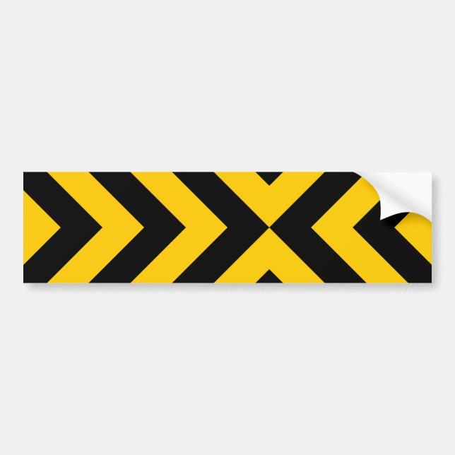Yellow and Black Chevrons Bumper Sticker (Front)