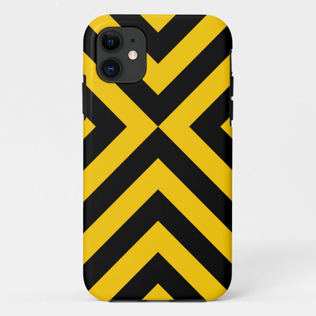 Yellow and Black Chevrons Case-Mate iPhone Case (Back)
