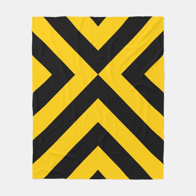 Yellow and Black Chevrons Fleece Blanket (Front)