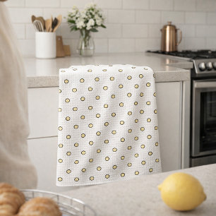 Yellow and Black Circle Pattern Tea Towel