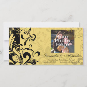 Yellow and Black Contemporary Swirl Save The Date