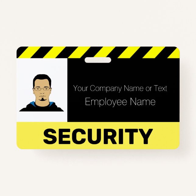 Yellow and Black Custom Photo Security Guard ID ID Badge (Front)
